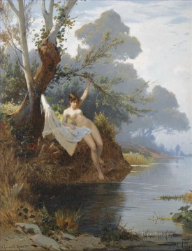 Hermann David Salomon Corrodi Painting - con la riva del fiume Hermann David Salomon Corrodi orientalist scenery